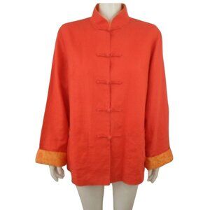 Pearl River Mandarin Tang Orange Flax Jacket